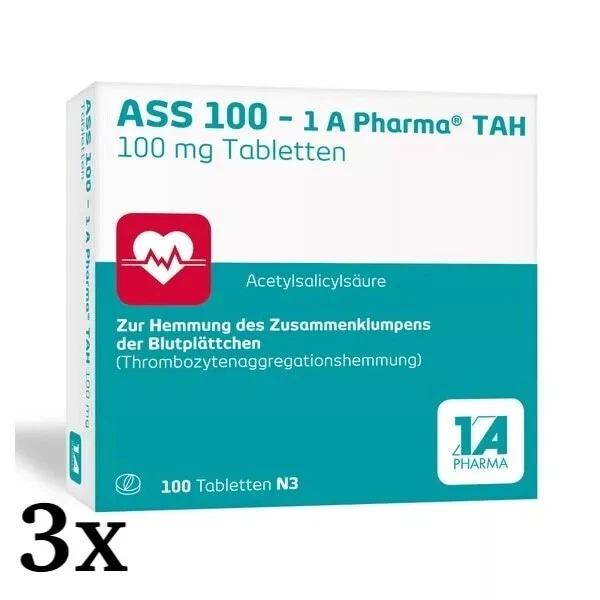 1 A PHARMA GMBH 3x ASS 100-1A Pharma TAH Tabletten 100 St. 300 St PZN 06312077#3