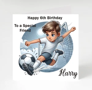 Biglietto Compleanno Calcio Ragazzi Personalizzato, Football Card per Amico Figlio Nipote - Foto 1 di 3