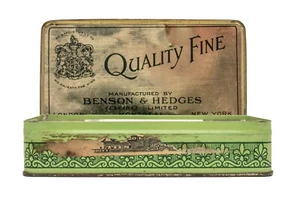Rare 1920s Canadian "Benson& Hedges" litho hinged 50 cigarette tin in exc cond - Picture 1 of 8
