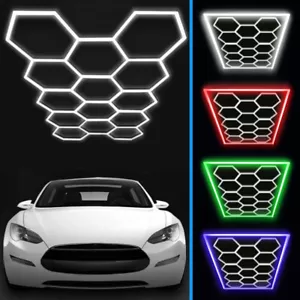 14Grid Hexagon LED Lampe Röhren Werkstatt Garage Wand Decken Leuchte Beleuchtun* - Bild 1 von 34