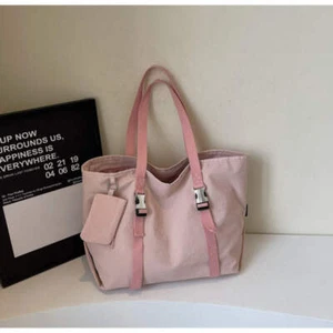 Pink Women's Large Capacity Nylon Tote Bag - Stylish Casual Shoulder & Crossbody - Picture 1 of 10