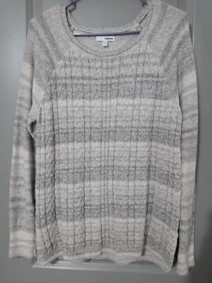 Suéter SONOMA Mujer Dos Tonos L Lado Dividido Grueso Cable Tejido Manga Larga Pullover Foto 1 de 4
