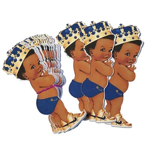 Baby shower real afroamericano con recortes Royal Blue Prince - Imagen 1 de 4