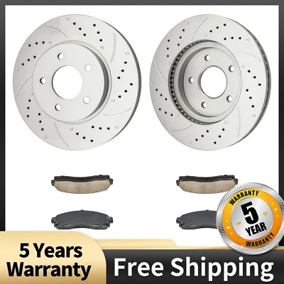 Front Drilled Brake Rotors + Brake Pads For Pontiac Torrent Chevrolet Equinox - Image 1 of 4