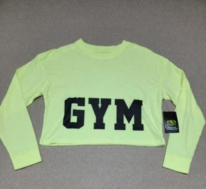 NWT~ATHLETIC WORKS Girls Cropped Graphic T-Shirt SIZE XXL ( 18 ) NEON YELLOW - Picture 1 of 5
