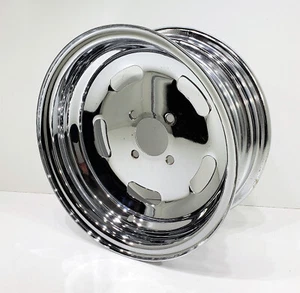 Vintage Superior Typhoon 13X5.5 Chrome Steel Slotted Wheel Rim Chevy Vega 4X4" - Picture 1 of 11