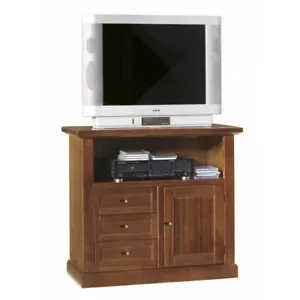 Port TV Mobile Television Art Povera Classic Living Room Cooking Walnut Dark - Picture 1 of 4