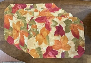 Placemats Harvest Fall Leaf 4  Orange Yellow Green Leaves Thanksgiving - Picture 1 of 2