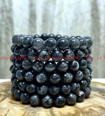 Großhandel 6 Pcs 8mm Schwarz Labradorit Runde Edelstein Perlen Armband 7.5" - Bild 1 von 4