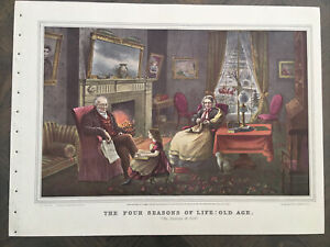 1952 Currier and Ives Lithograph - The Four Seasons Of Life: Old Age