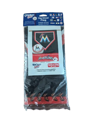 WinCraft Sports MLB Miami Marlins Baseball Vertical Flag 27 x 37 Indoor Outdoor - Image 1 of 4