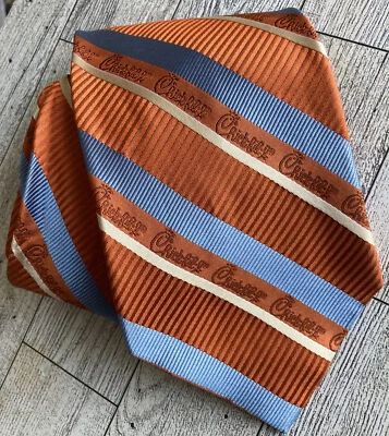 Chick-fil-A Rust Neck Tie Diagonal Stripe Blue Logo Subtle Silk￼ Team Style - Image 1 of 4
