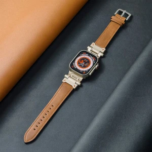 Correa de cuero genuino conector de metal para Apple Watch Ultra 2 y Ultra 49 mm - Imagen 1 de 20