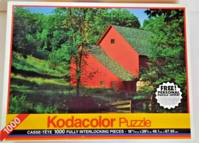 Vintage 1994 Rose Art Brand Kodacolor Vermont Red Barn 1000 Piece Puzzle Sealed - Image 1 of 4