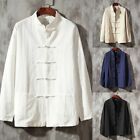 Fashion Male Cardigan Shirt Blouse Stand Collar Long Sleeve Solid Color