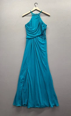 Maxi Vestido Davids Nupcial Mujer Azul Floral Encaje Halter Cuello Sin Mangas Talla 4 Foto 1 de 4
