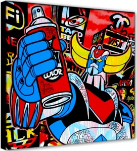 Ufo Robot Goldrake Pop art Graffiti Bild 60x60 Aktuel art Modern GR17 - Picture 1 of 3