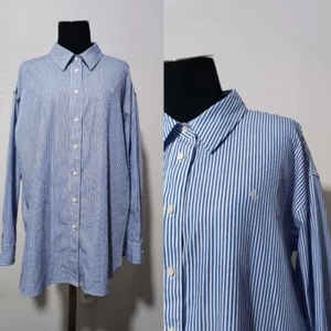Baumwollhemd Lauren Ralph Lauren Relaxed Fit weiß Baumwolle blau gestreift Gr. L - Bild 1 von 18