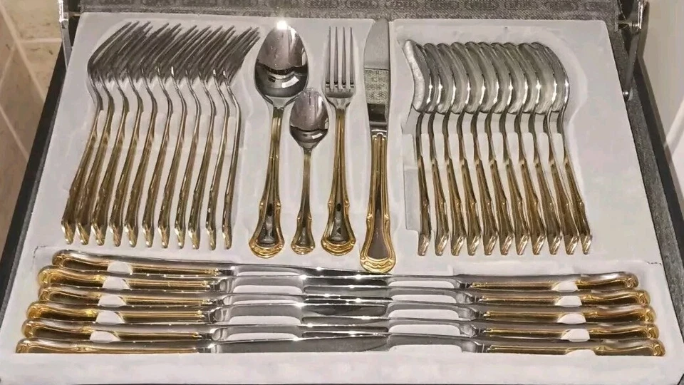 Bestecke Ebel Collection ISABELLA Edelstahl 12 P. 72 tlg. Hart/teilvergoldet NEU - Bild 1 von 4