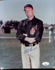 Bob Lemon Signed 8 x 10 Photo JSA sticker Cleveland Indians