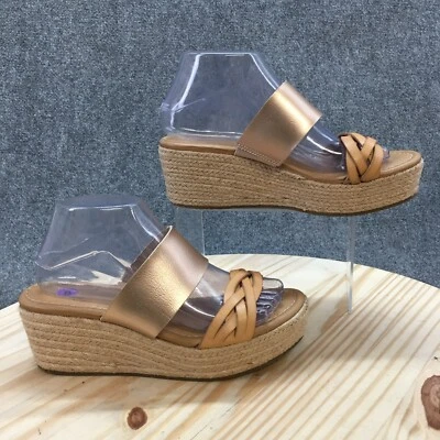 Sandalias Lane Bryant para mujer 8 W alpargatas deslizables marrón imitación cuero cuña abierta Foto 1 de 4