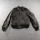 Leathermaster Jacket Mens Size 46 Brown Full Zip Aviator Fleece Lined Bomber