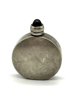 Sterling Silber schlichte Miniatur Schnupftabakflasche signiert Mexiko bernsteinfarben Stopfen - Bild 1 von 6