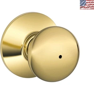 Durable Push Button Privacy Lock - Bright Brass Knob for Bedroom & Bathroom - Picture 1 of 3