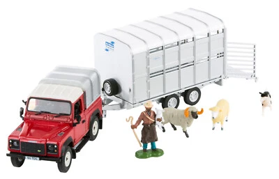 Britains 43138 Red Land Rover Defender & Ifor Williams livestock trailer 1:32 - Image 1 of 4