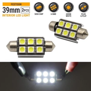 2X 6000K White Error Free 39MM Festoon LED Map Dome Trunk Interior Lights Bulbs - Foto 1 di 6
