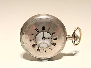 ANTIQUE RARE EARLY SOLID SILVER 800 FULL HUNTER SWISS MEN POCKET WATCH"ZENITH" - Picture 1 of 13