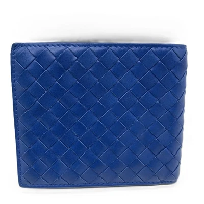 Cartera plegable BOTTEGA VENETA INTRECCIATO de segunda mano en cuero azul: AB. Foto 1 de 4