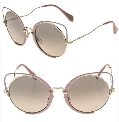 MIU MIU 51T MU51TS SQENIQUE Enamel Pink Gold Mirror Oversize Catwalk Sunglasses - Image 1 of 4