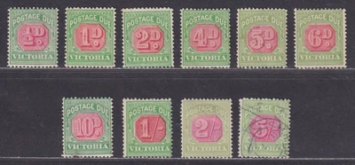 Victoria Scott J15-J24 MH OG 1894 Postage Due Issue Set of 10 Stamps SCV $392.50 - Image 1 of 2