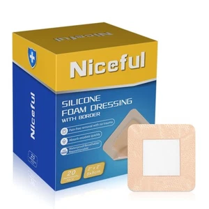Niceful 20 Packs Silicone Foam Dressing Gentle Border 2x2in, HSA FSA Eligible... - Picture 1 of 7