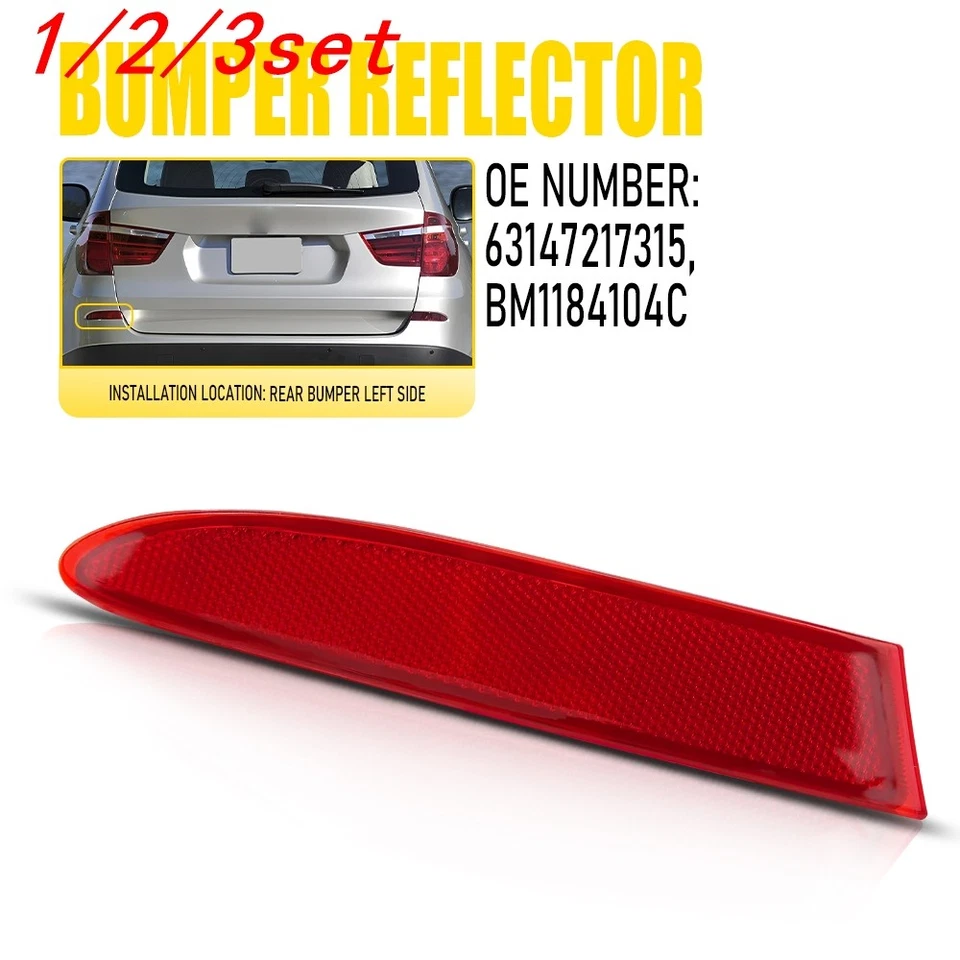 Juego de 1/2 reflectores de parachoques trasero del lado del conductor para BMW X3 11-2017 2012 2013 2014 2015 Foto 1 de 1