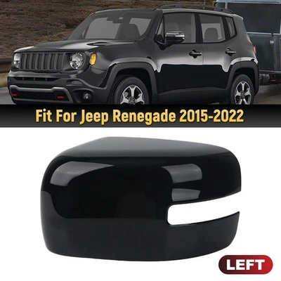 Tapa de cubierta de espejo retrovisor lateral izquierdo negro brillante apta para Jeep Renegade 2015-2022 Foto 1 de 4