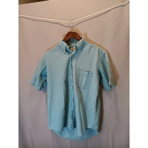 Camisa LL Bean Vintage Azul Verde Algodón Rayas Para Hombre Pequeña EE. UU. - Imagen 1 de 6