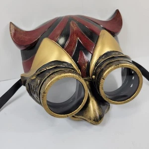 Hot Topic Devil with Steampunk Goggles Masquerade Mask Costume Halloween Red - Picture 1 of 15