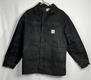 Vintage Carhartt Arctic Quilted-Lined Corduroy Collar Jacket Black Sz 44 Large - Picture 1 of 14