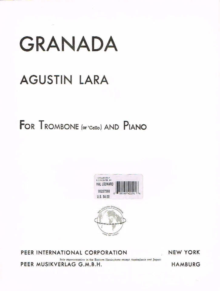 Granada for Trombone (or Cello) and Piano by Agustin Lara (HL00227568) - Image 1 of 1