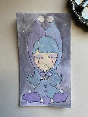 Pastel Goth Bunny Circus Clown Doodle On 3x6 Envelope - Image 1 of 4