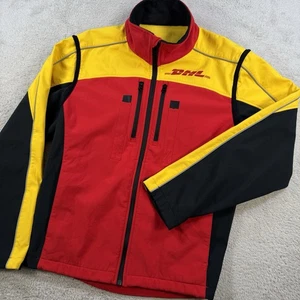 DHL Jacket Mens Medium Full Zip Driving Employee Zip Off Sleeves Workwear - Picture 1 of 7