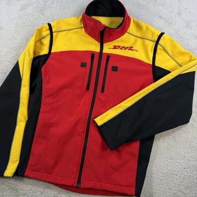 DHL Jacket Mens Medium Full Zip Driving Employee Zip Off Sleeves Workwear - Image 1 of 4
