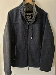 Superdry Windtrekker Herren Jacke Reißverschluss Mantel Jeansblau 100% Polyester Größe L - Bild 1 von 8