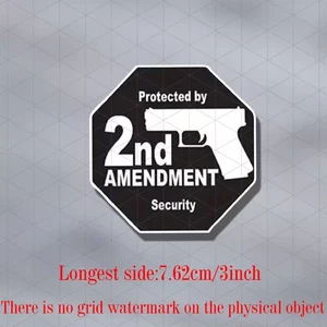 2nd Amendment Security Vinyl Decal, Matte Finish, Irregular Cartoon Pistol Shape - Bild 1 von 6