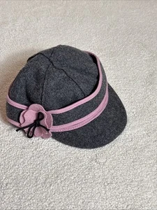 Lil Stormy Kromer Girls Petal Pusher Cap Wool Blend Hat GRAY PINK  XL Made USA - Picture 1 of 6