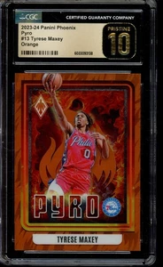 2023-24 Panini Phoenix Tyrese Maxey Pyro Orange /49 #13 CGC Gold Label 10 - Picture 1 of 2