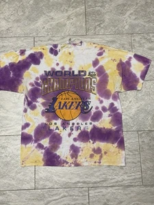 VTG Los Angeles Lakers 2000 2001 Back to Back Champions Tie Dye Shirt Size L/XL - Picture 1 of 7