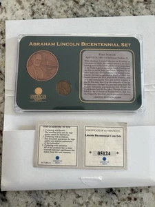 American Mint Abraham Lincoln Bicentennial 24K Gold Layered Coin Set 1863-1963 - Picture 1 of 6